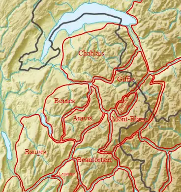 Les massifs de montagne de la Haute-savoie